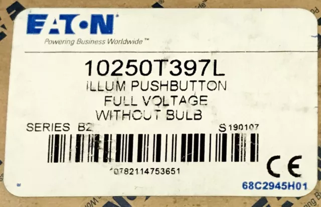 EATON CUTLER HAMMER 10250T397L 6-120v LED Illuminated Pushbutton W/O Bulb Full V