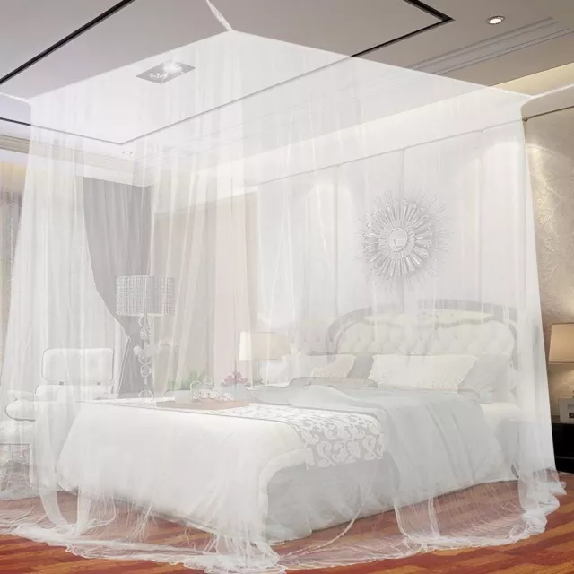 4 Corner Mosquito Net Tent Post Bed Canopy Mosquito Net Full King Queen Size AU