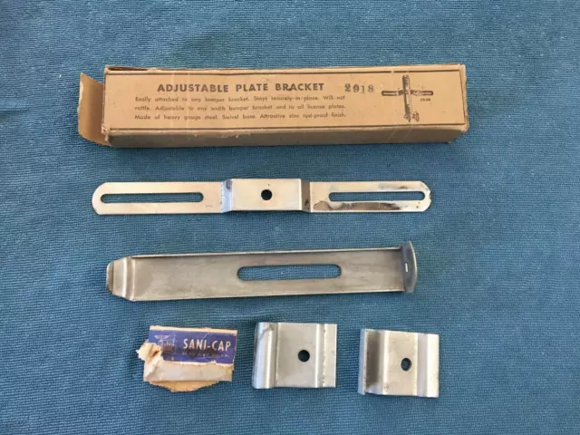 NOS Adjustable License Plate Bracket, Vintage Clamp On Holder NOS Adjustable License Plate Bracket, Vintage Clamp On Holder
