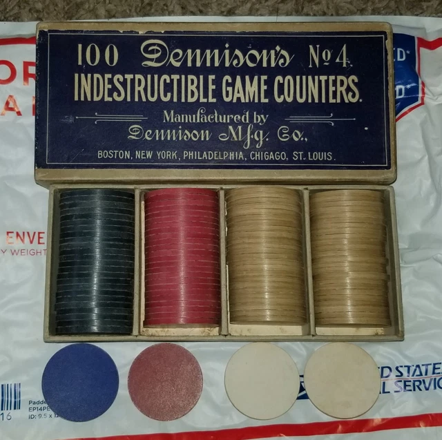 Vintage Dennison Indestructible Game Counters Set With Box