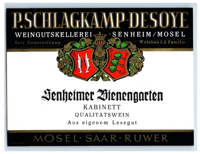 1970's-80's P. Schlagkamp Desoye Kabinett German Wine Label Original S19E