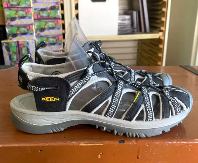 KEEN Whisper Women's Size 8.5 Black Gray Waterproof Hiking Sandals Shoes 1008448