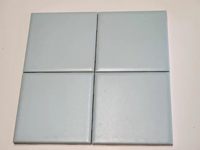 Vtg Lot of 4 1970s SPARTAN ROMANY II Ceramic Tiles - Light Blue Satin - NEW NOS