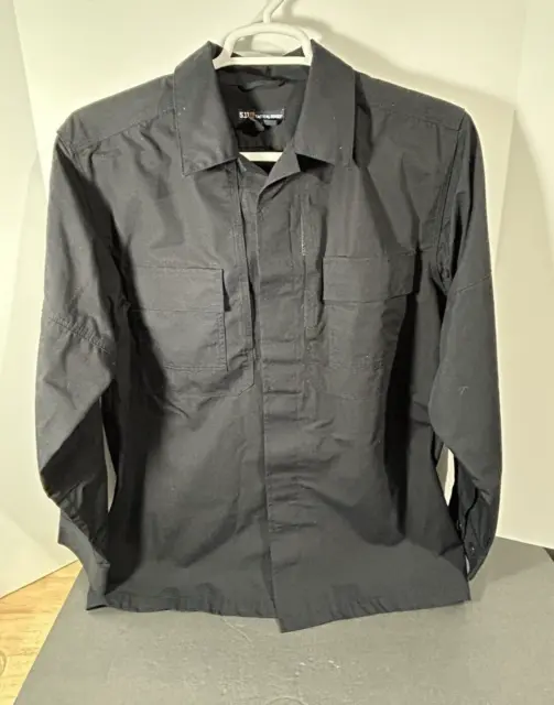 Men's 5.11 Tactical Button Up Long Sleeve Blouse Top Black Law Enforcement Med
