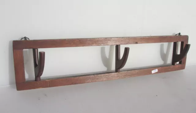 Vintage Wooden Coat Rack Hat Hanger Old Hooks Wood Hooks Antique 23"W