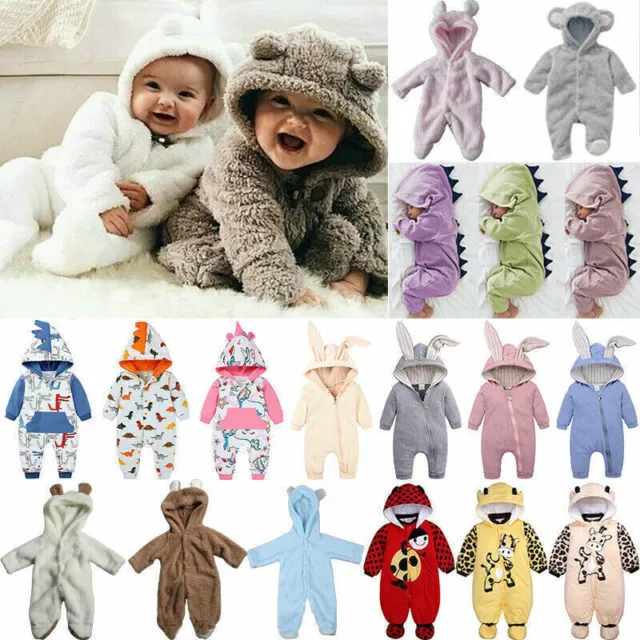 Infant Kids Baby Girl Boy Cute Bodysuit Hoody Romper Clothes Outfit Jumpsuit