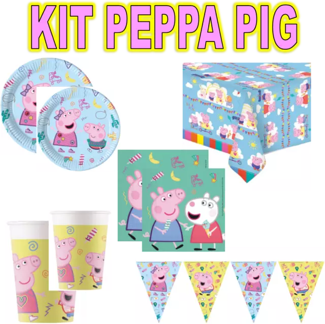 Kit Festa Peppa Pig Piatti Bicchieri Tovaglioli Addobbi Per Tavola Compleanno