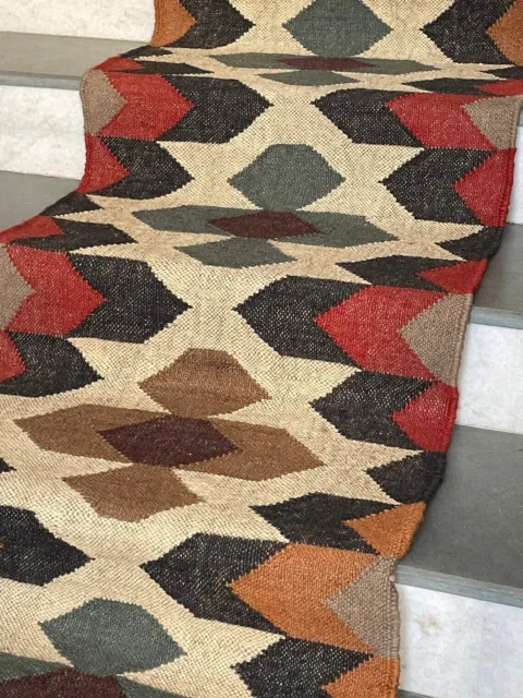 Runner Rug Kilim Handmade Rug Home Decor Rectangle Wool Jute Living Room Carpet