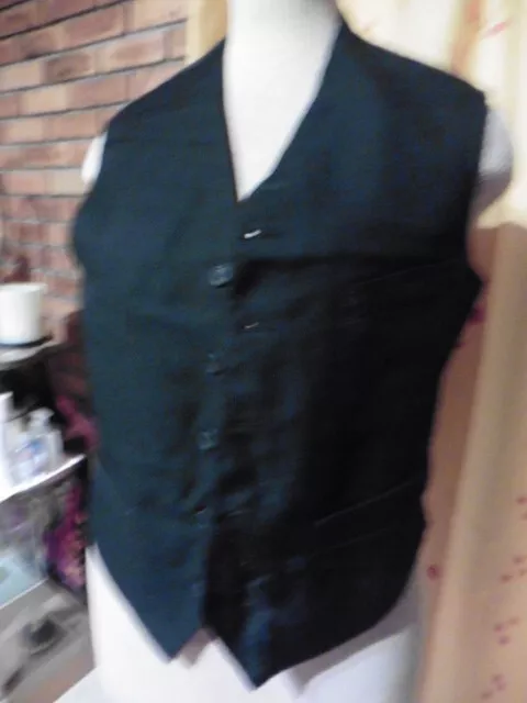 ANCIEN PETIT GILET Grand Pere Noir En Lainage Satin Coton EUR 29