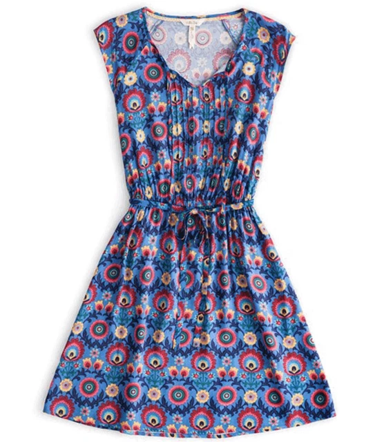 Matilda Jane Dress Womens Size Small Blue Floral Splendid PinkTuck Sleeveless
