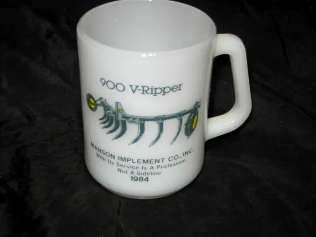 Vintage John Deere JD Coffee Cup Mug Manson Implement 1984 900 V-Ripper Iowa IA