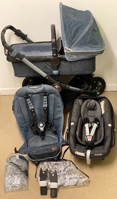 Bugaboo Buffalo Diesel Denim Pram / Pushchair with Maxi Cosi Pebble Pro