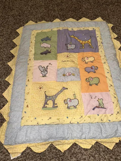 John Lennon Carters Baby Blanket Nursery Quilt Crib Comforter Love Animals EUC!