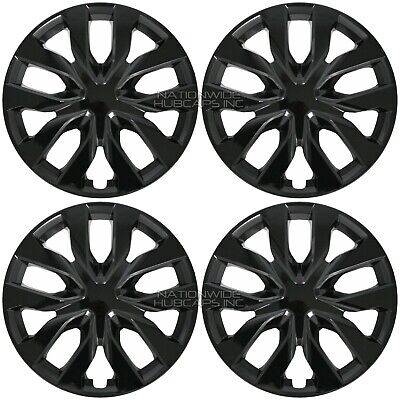 16" Set of 4 Black Wheel Covers Snap On Full Hub Caps fits R16 Tire & Steel Rim