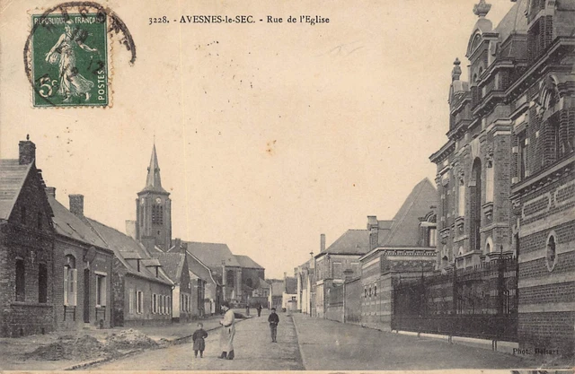 Carte Postale Ancienne Dept 59 Nord - Avesnes le Sec rue de l' Eglise