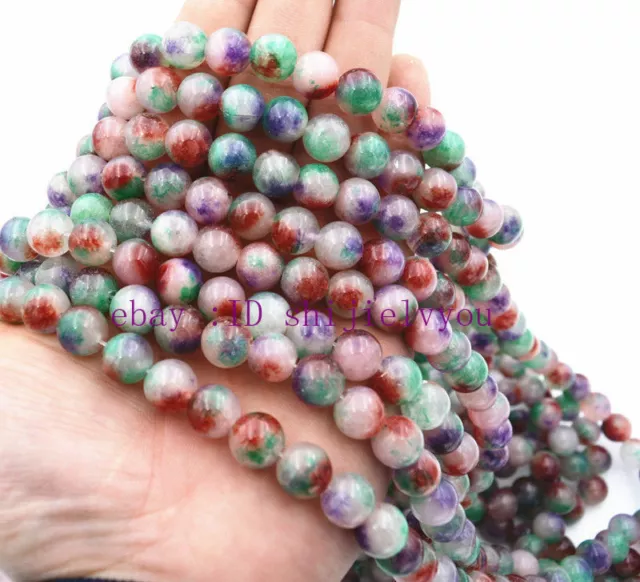 Natural Brazilian Multicolor jade 10mm Round Gemstone Loose Beads 15"