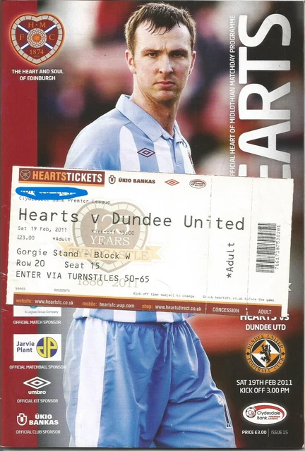 2010/11 Prog & Tkt HEARTS v DUNDEE UTD (Lge - Feb)