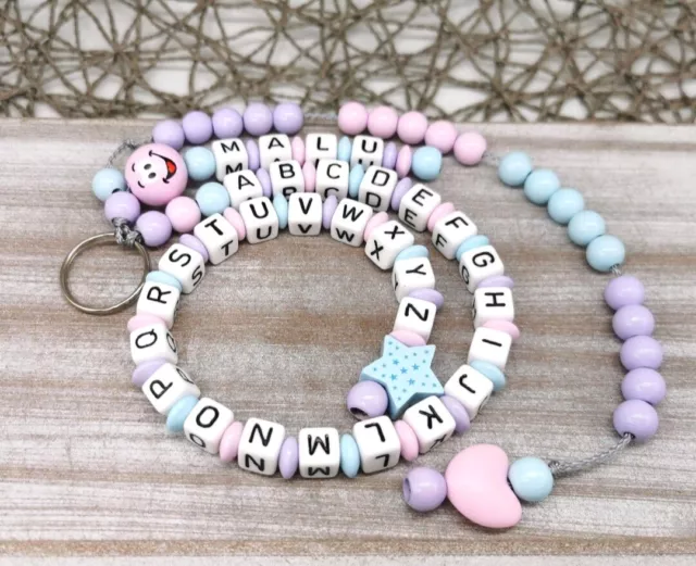 Rechenkette ABC-Kette Grinsebacke Zählkette mit Namen Rosa Geschenk Einschulung