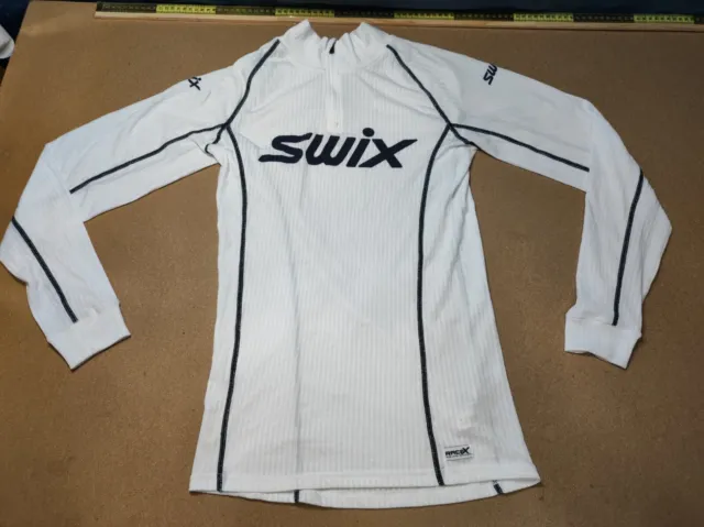 SWIX RaceX Mens White T-Shirt Size S Stretch Breatable Sport Running Long Sleeve