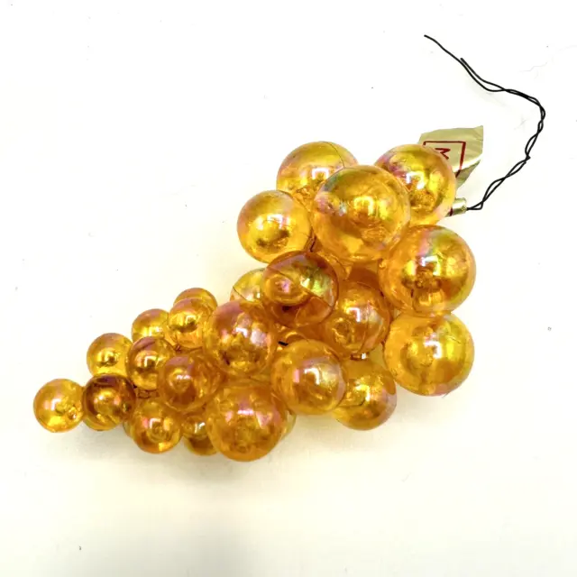 Vintage Iridescent Acrylic Crystal Grape Cluster Christmas Tree Ornament Yellow