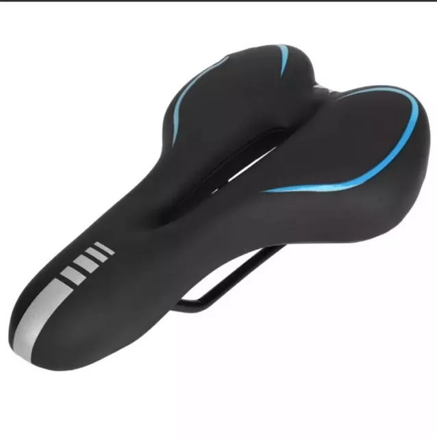 Wheel Up Black And Blue Cut-Out Gel Bicycle Seat With Rain Cover New
