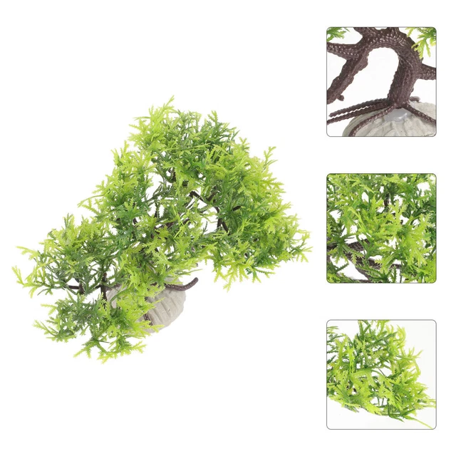 Decorazione Acquario - 1 Testa D'Albero E 2 Piante Acquatiche Artificiali In Resina E PVC - Foto 4