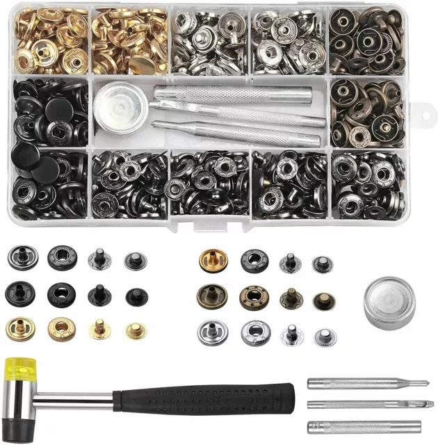 150 SET Druckknopf Zange Druckknöpfe Nähfrei Buttons Werkzeug 6 Farben Ring DIY