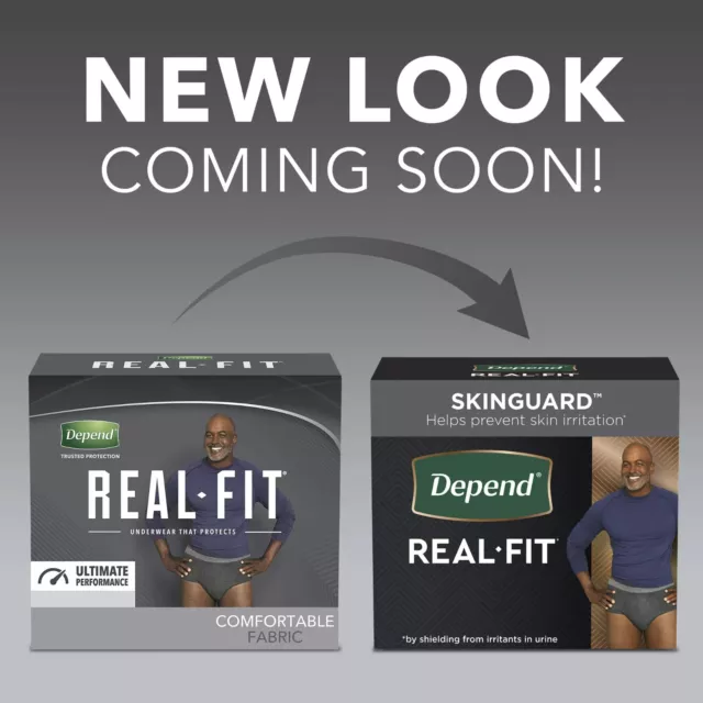 DEPEND REAL FIT Incontinence Underwear for Men, Maximum, S/M, Black and ...