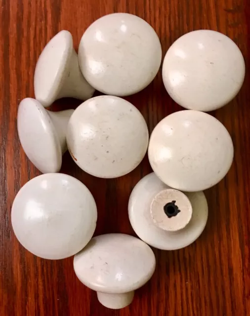 9 WHITE Wood Drawer Pulls Knobs Handles Hardware Bath Kitchen Cabinets BATH