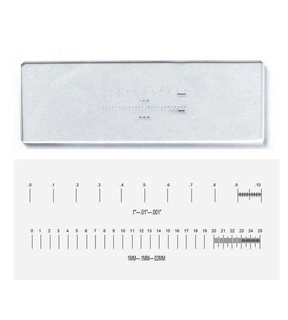 Micrometer Calibration Slide Microscope Stage Reticle Ruler 1Div.=1mm 0.1mm 0.02