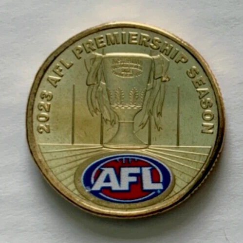 2023 Afl $1 Dollar Premiership Season Rare Unc Colour Coin With Colour Logo