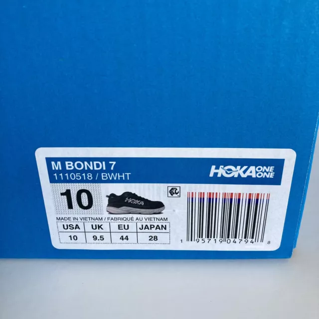 HOKA ONE ONE Bondi 7 Mens Shoes Size 10 Black & White Running Shoes ...