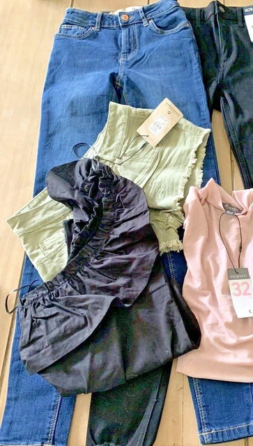 BRAND NEW Bundle Size 4 Clothes Blue Jeans Shorts Black Top Primark Ladies Girls