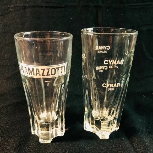 RAMAZZOTTI Glas 12,6 cm und CYNAR Orange 13 cm Glas