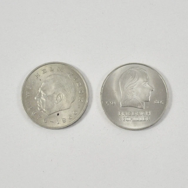 2 x 20 Mark GDR Ostmark - Wilhelm Pieck & Friedrich Schiller - 1972 - Coins GDR