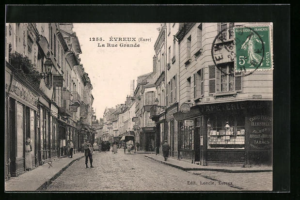 CPA Évreux, La Rue Grande 1912