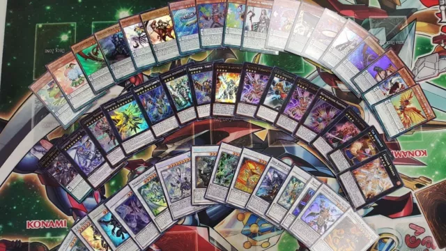 70 Yugioh Card Xyz + Synchro + Pendulum + Deck Box + Sleeves + Holo + Rare