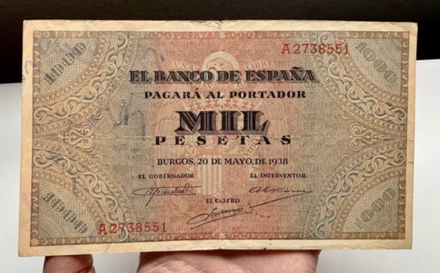 Billete 1000 Pesetas 1938 Burgos MBC