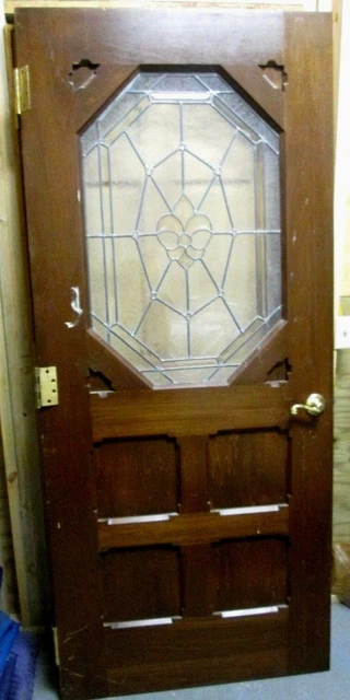 Exterior / Interior Solid Wood Door W/ Bevel & Textured Glass # 43 Bargain Deal