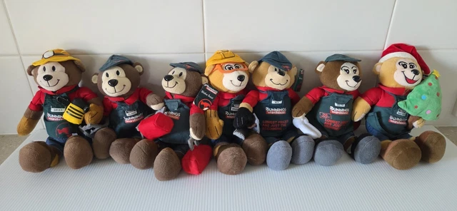 7 X BUNNINGS Warehouse Teddy Bear Lot Tradie Toys Brenda