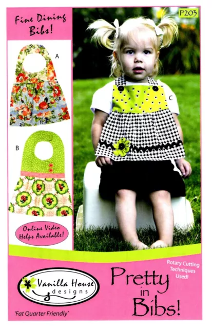 Pretty in Bibs Baby Girl Dressy Sewing Pattern by Vanilla House Designs Uncut