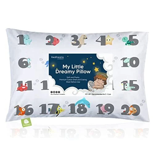 Toddler Pillow with Pillowcase - 13X18 Soft Organic Cotton Toddler Kea123