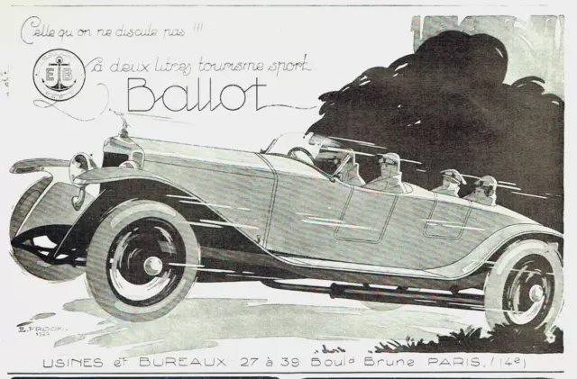 publicité Advertising  AD 0123 1925    Ballot   la 2 litres tourisme sport