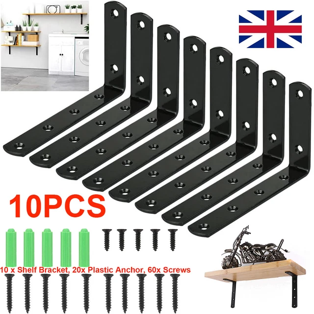 10pc Shelf Brackets Handmade Rustic Heavy Duty Industrial Steel Scaffold Board