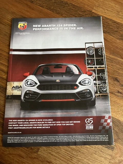 Original Fiat Abarth 124 Spider Advert Magazine Poster Man Cave Retro Vintage A4
