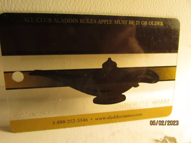 Aladdin Hotel Casino Gold Status Geni Lamp Slot Card Las Vegas NV. -long closed 3