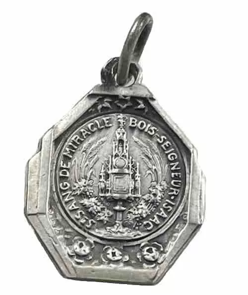 Vintage Catholic Sang De Bruges Petite  SilverTone Religious Medal