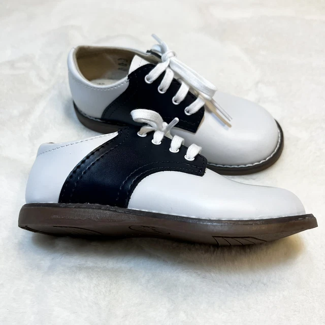 Footmates Cheer-8401 Saddle Shoes Navy White Little Girl’s Lace Up Sz 8.5