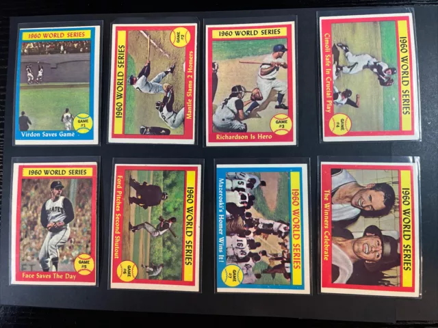 1961 Topps Baseball 1960 World Series Subset 306-313 Complete