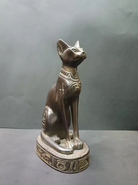 Bastet statue With Old hieroglyphic scripts on its body with Queen Nefertiti